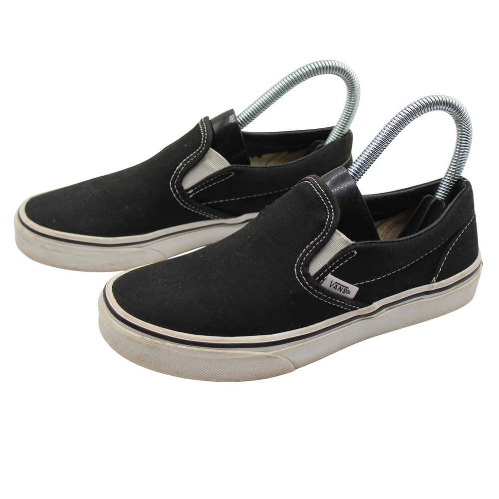 Vans Classic Slip-On Black Canvas Kids Size 3.5 Sneakers 721356 Low Top Shoes